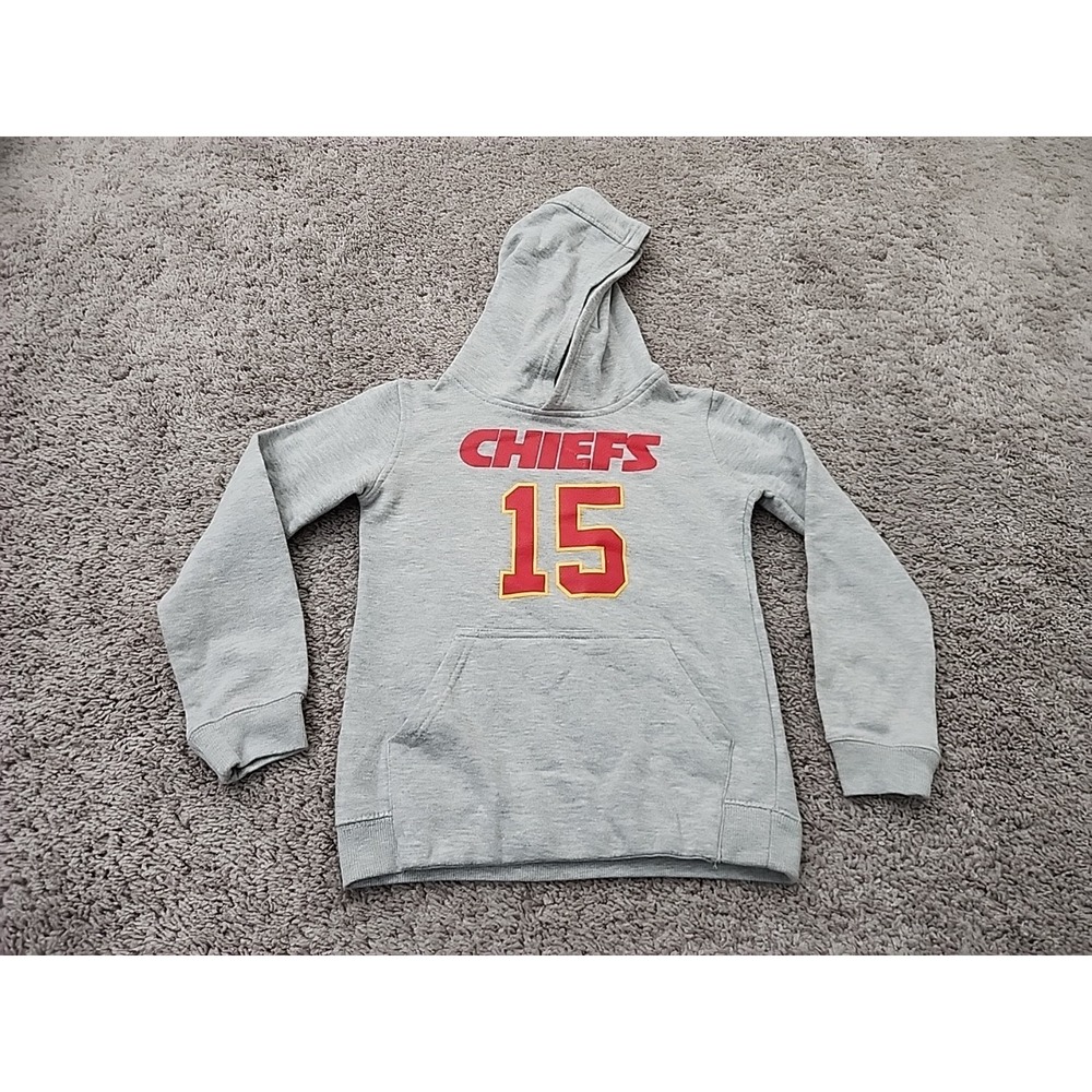 Outerstuff Hoodie Youth 8 Gray Kansas City Chiefs Patrick Mahomes 15 NFL